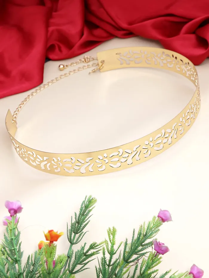 Yellow Chimes Necklaces Yellow Chimes Latest Fashion Adjustable Kamarband Metal Waist Belt for Women and Girls Design 3