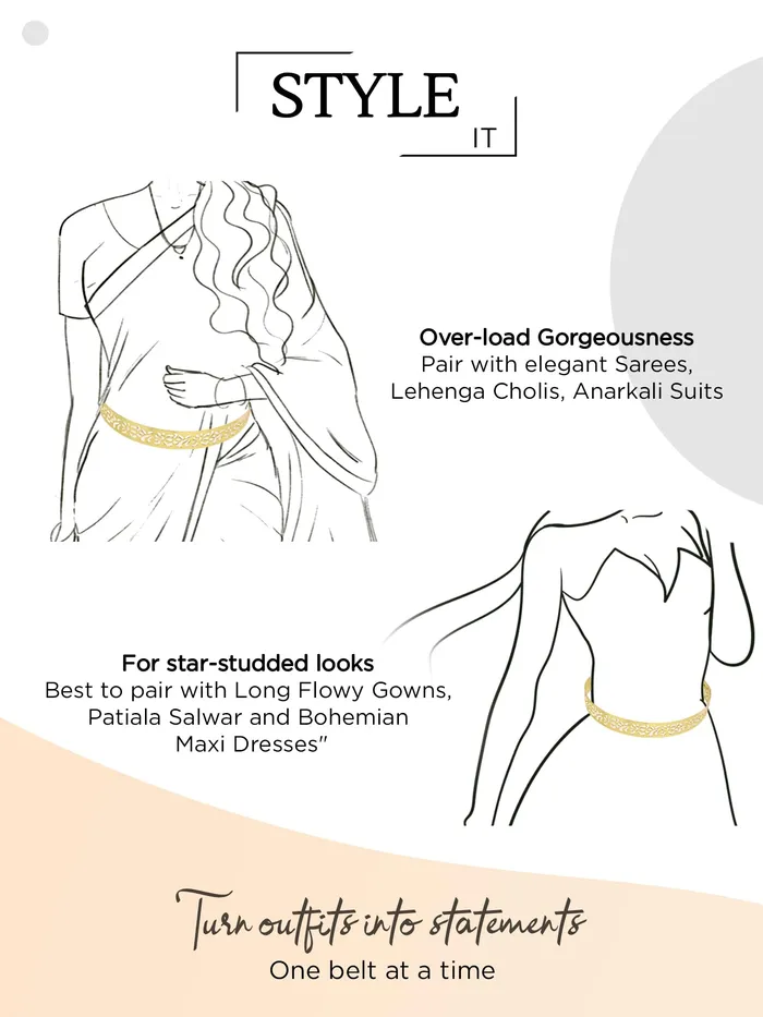Yellow Chimes Necklaces Yellow Chimes Latest Fashion Adjustable Kamarband Metal Waist Belt for Women and Girls Design 3