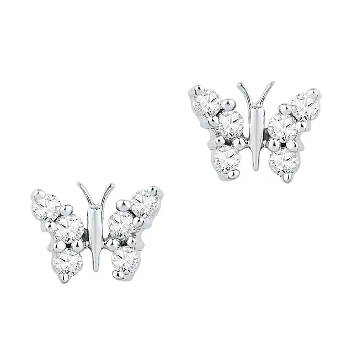 10kt White Gold Womens Round Diamond Butterfly Stud Earrings 15 Cttw mayamila Earrings 10kt White Gold Womens Round Diamond Butterfly Stud Earrings 15 Cttw mayamila Earrings