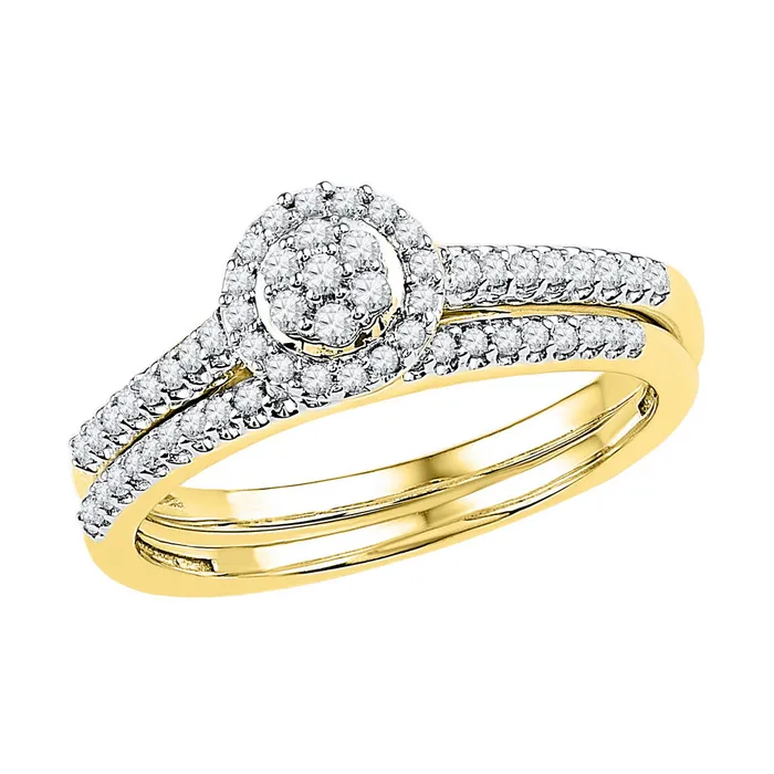 10kt Yellow Gold Womens Round Diamond Cluster Bridal Wedding Engagement Ring Band Set 13 Cttw mayamila Rings 10kt Yellow Gold Womens Round Diamond Cluster Bridal Wedding Engagement Ring Band Set 13 Cttw mayamila Rings