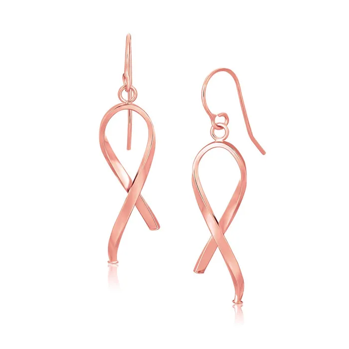 14k Rose Gold Polished Ribbon Style Drop Earrings MayaMila Earrings