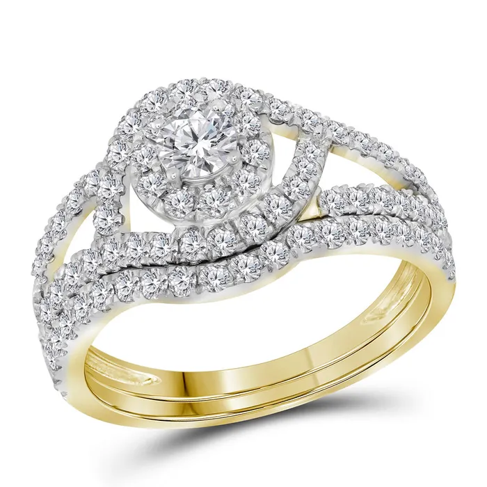 14kt Yellow Gold Womens Round Diamond Certified Halo Bridal Wedding Engagement Ring Band Set 114 Cttw mayamila Rings