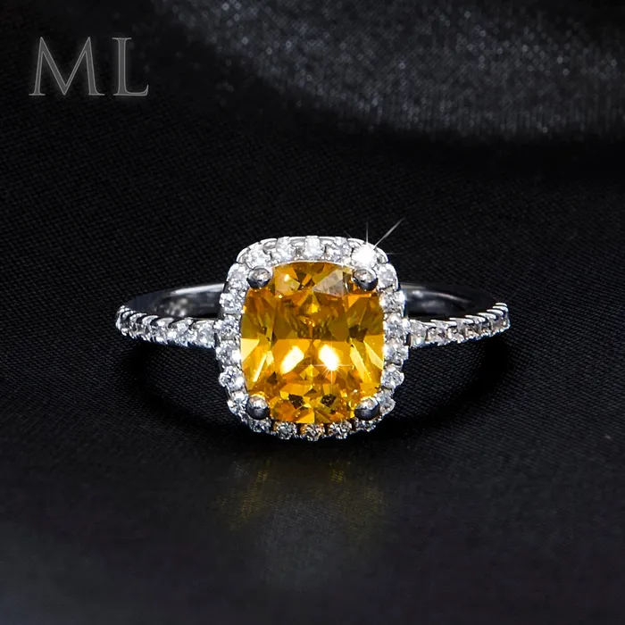 200 CT Womens Yellow Solitaire Halo Engagement RING CUSHION CUT Plated SIZE 69 mayamila Rings
