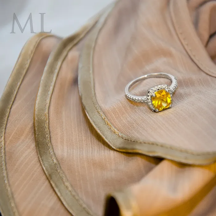 200 CT Womens Yellow Solitaire Halo Engagement RING CUSHION CUT Plated SIZE 69 mayamila Rings