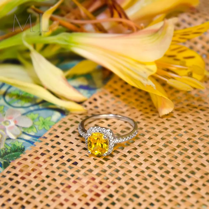200 CT Womens Yellow Solitaire Halo Engagement RING CUSHION CUT Plated SIZE 69 mayamila Rings