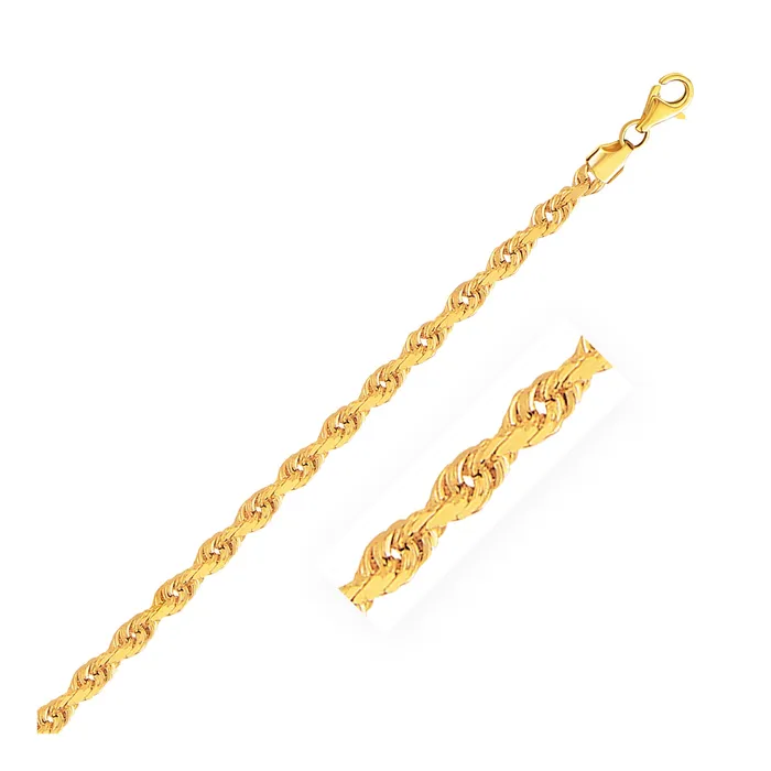 Bracelets MayaMila 35mm 10k Yellow Gold Solid Diamond Cut Rope Bracelet