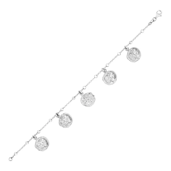 Bracelets MayaMila Sterling Silver 7 14 inch Bracelet with Polished Beads and Roman Coins Bracelets MayaMila Sterling Silver 7 14 inch Bracelet with Polished Beads and Roman Coins
