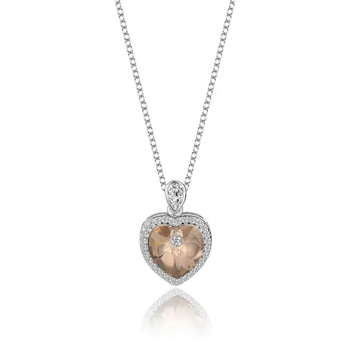 Coffee Ocean of Heart Swarovski Crystal Silver Necklace Mystic Flavia Necklaces Coffee Ocean of Heart Swarovski Crystal Silver Necklace Mystic Flavia Necklaces