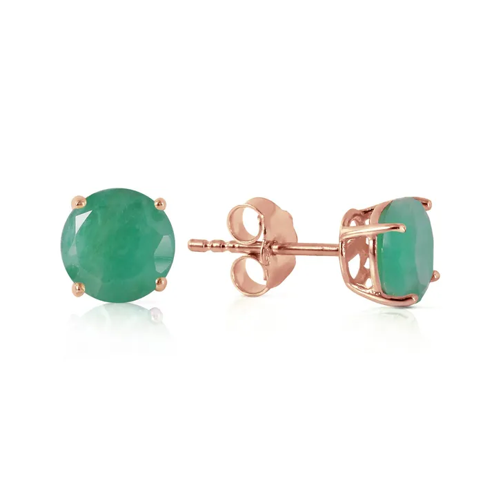 Earrings 095 Carat 14K Solid Rose Gold Spotlight Emerald Stud Earrings MayaMila