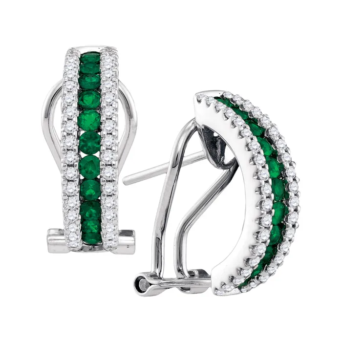 Earrings mayamila 14kt White Gold Womens Round Emerald Diamond Striped Frenchclip Hoop Earrings 58 Cttw Earrings mayamila 14kt White Gold Womens Round Emerald Diamond Striped Frenchclip Hoop Earrings 58 Cttw