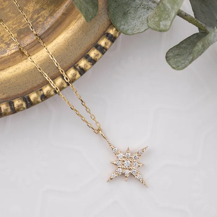 Envero Jewelry Necklaces Starburst Diamond Pave Necklace Large