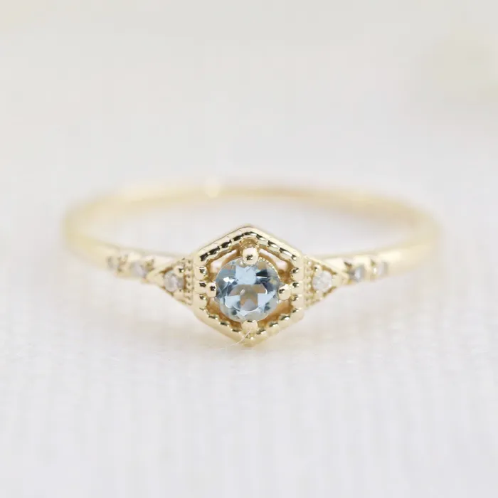 Envero Jewelry Rings Agatha Hexagon Ring Aquamarine