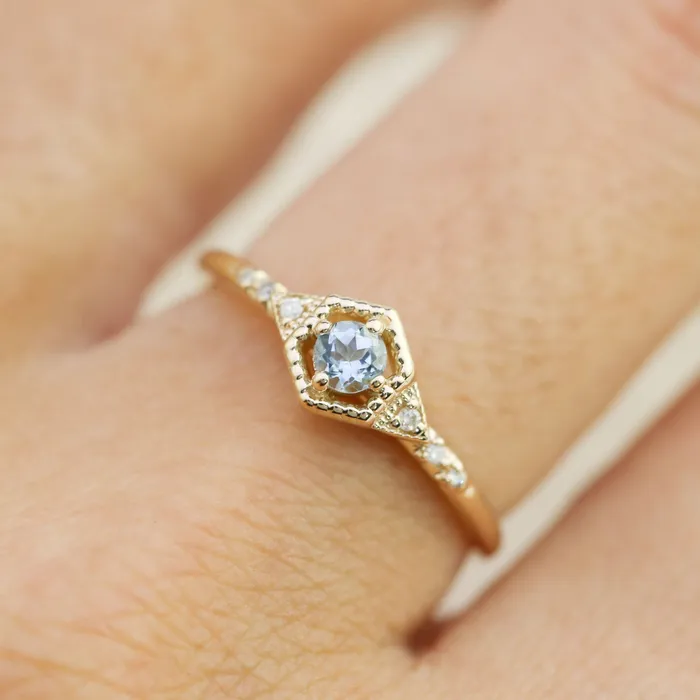Envero Jewelry Rings Agatha Hexagon Ring Aquamarine Envero Jewelry Rings Agatha Hexagon Ring Aquamarine