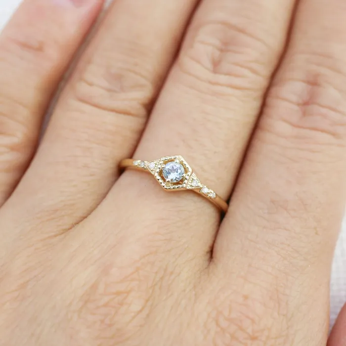 Envero Jewelry Rings Agatha Hexagon Ring Aquamarine Envero Jewelry Rings Agatha Hexagon Ring Aquamarine