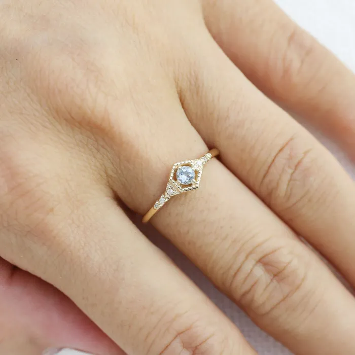 Envero Jewelry Rings Agatha Hexagon Ring Aquamarine Envero Jewelry Rings Agatha Hexagon Ring Aquamarine