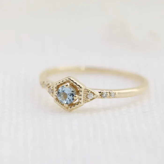 Envero Jewelry Rings Agatha Hexagon Ring Aquamarine Envero Jewelry Rings Agatha Hexagon Ring Aquamarine