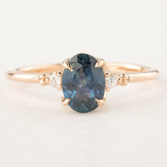 Envero Jewelry Rings Estel Ring 118ct Teal Blue Montana Sapphire 14k Rose Gold One of a kind Envero Jewelry Rings Estel Ring 118ct Teal Blue Montana Sapphire 14k Rose Gold One of a kind