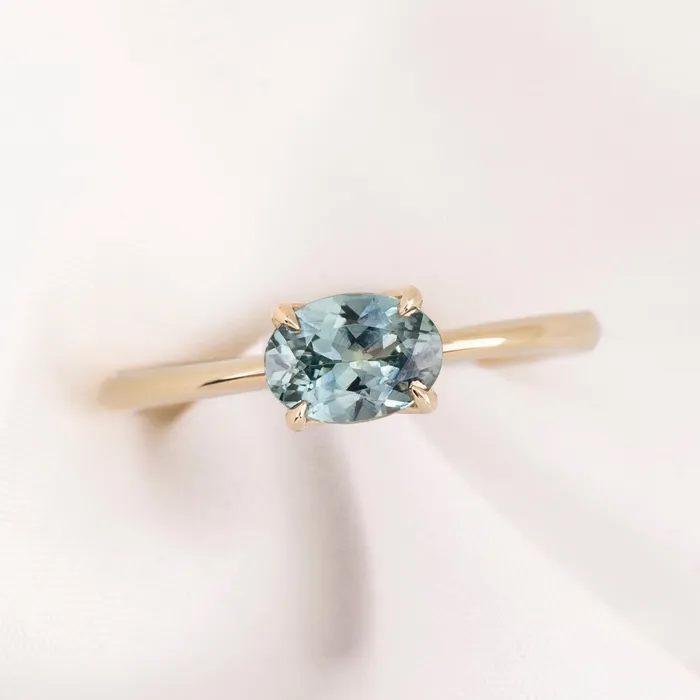 Envero Jewelry Rings Sara Ring 104ct Light Blue Green Oval Montana Sapphire 14K Yellow Gold One of a kind Envero Jewelry Rings Sara Ring 104ct Light Blue Green Oval Montana Sapphire 14K Yellow Gold One of a kind