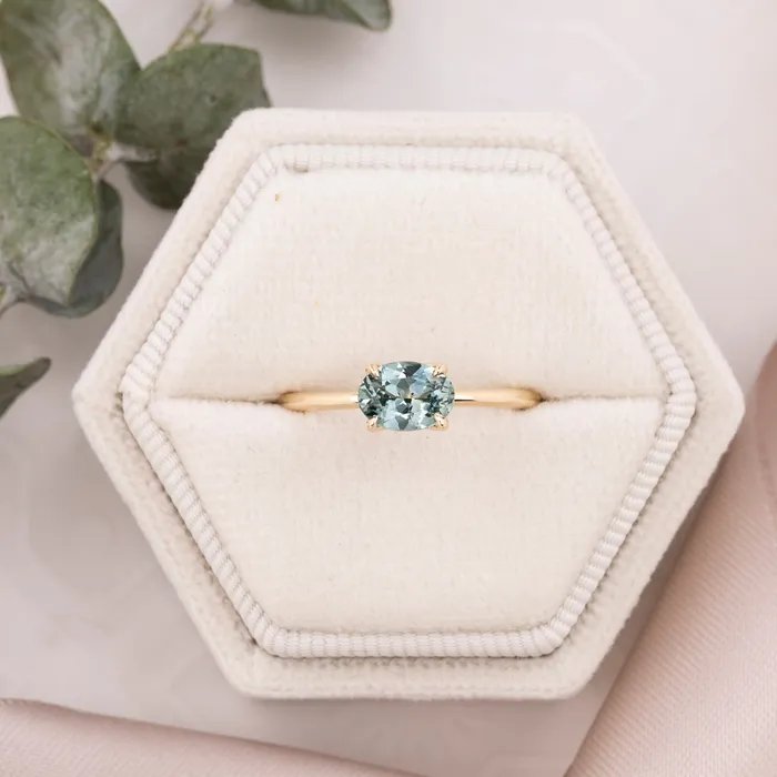 Envero Jewelry Rings Sara Ring 104ct Light Blue Green Oval Montana Sapphire 14K Yellow Gold One of a kind Envero Jewelry Rings Sara Ring 104ct Light Blue Green Oval Montana Sapphire 14K Yellow Gold One of a kind