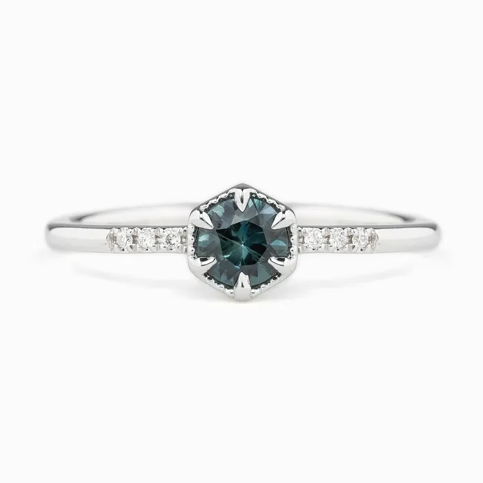 Grace Ring 45mm 040ct Blue Queensland Sapphire 14K White Gold Envero Jewelry Rings Grace Ring 45mm 040ct Blue Queensland Sapphire 14K White Gold Envero Jewelry Rings