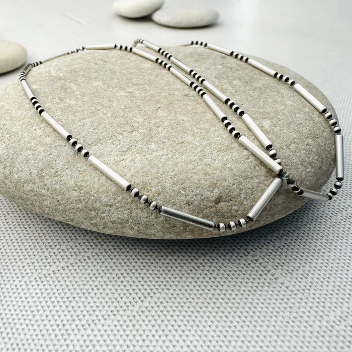 HeidiJHale Designs Necklaces Sterling Silver Thin Beaded Necklace