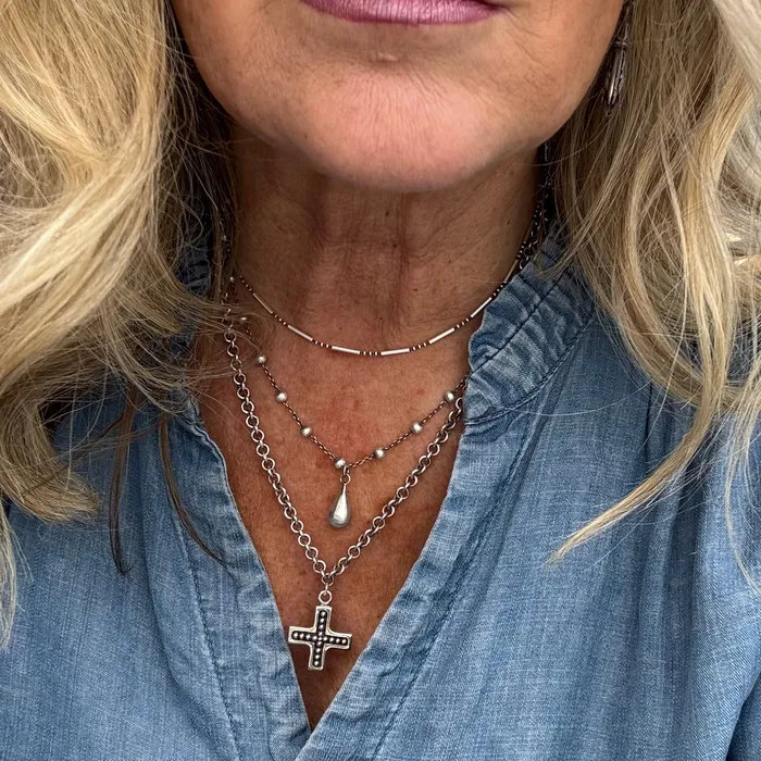 HeidiJHale Designs Necklaces Sterling Silver Thin Beaded Necklace HeidiJHale Designs Necklaces Sterling Silver Thin Beaded Necklace