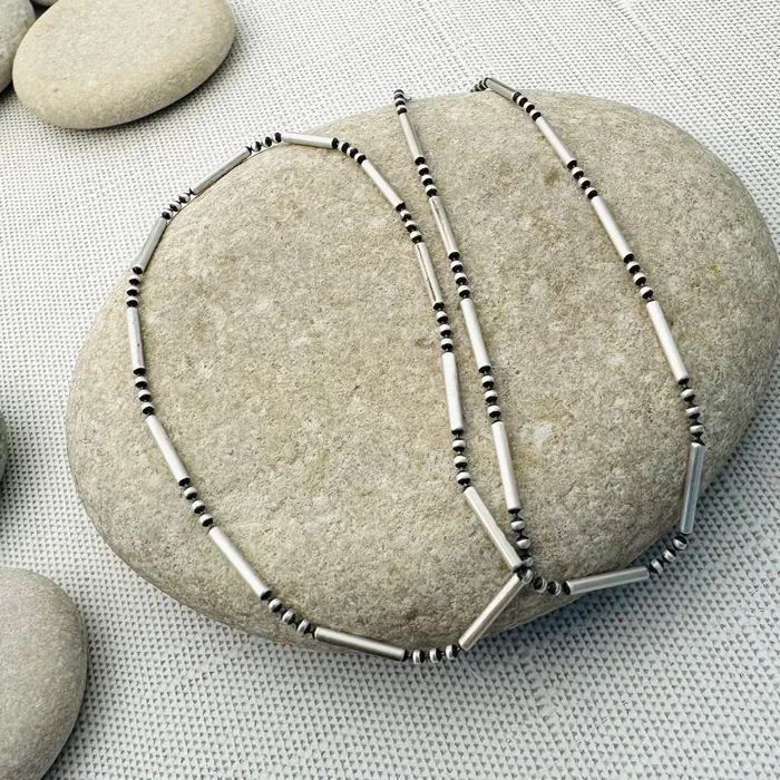 HeidiJHale Designs Necklaces Sterling Silver Thin Beaded Necklace HeidiJHale Designs Necklaces Sterling Silver Thin Beaded Necklace