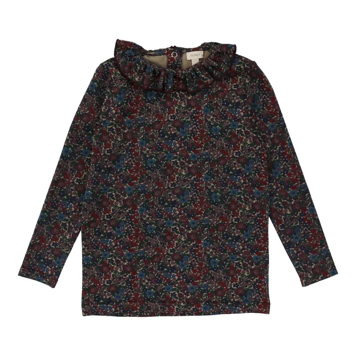 Lil Legs Lil Legs Ruffle Collar TShirt Long Sleeve All Over Floral Rings