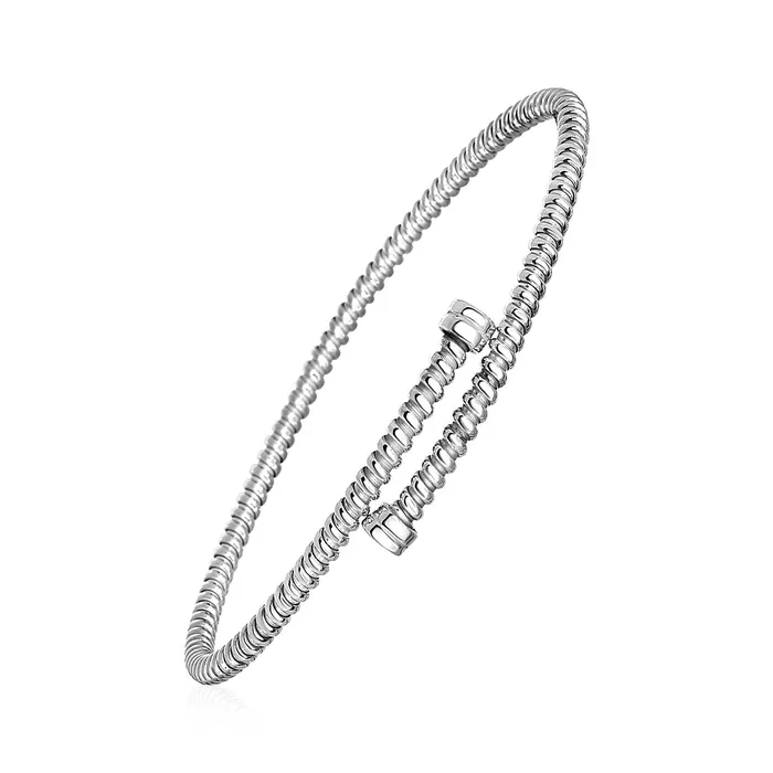 MayaMila Bracelets Twisted Wire Bypass Style Bangle in Sterling Silver