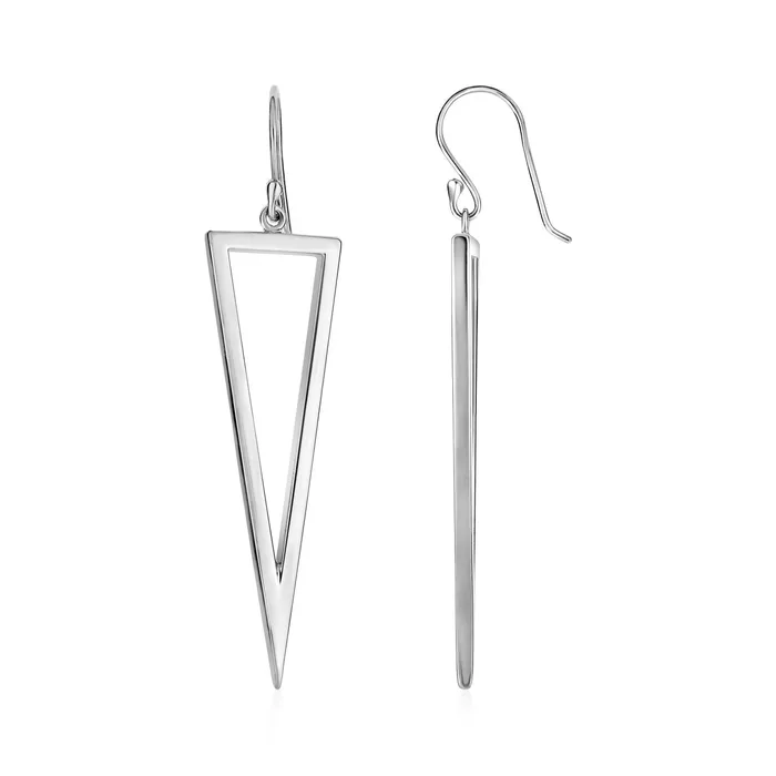 MayaMila Earrings Open Triangle Drop Earrings in Sterling Silver