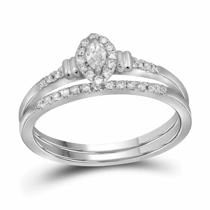 mayamila Rings 10k White Gold Womens Marquise Diamond Bridal Wedding Engagement Ring Band Set 15 Cttw mayamila Rings 10k White Gold Womens Marquise Diamond Bridal Wedding Engagement Ring Band Set 15 Cttw