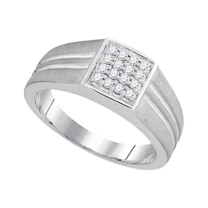 mayamila Rings 10kt White Gold Mens Round Diamond Mattefinish Square Cluster Ring 14 Cttw mayamila Rings 10kt White Gold Mens Round Diamond Mattefinish Square Cluster Ring 14 Cttw