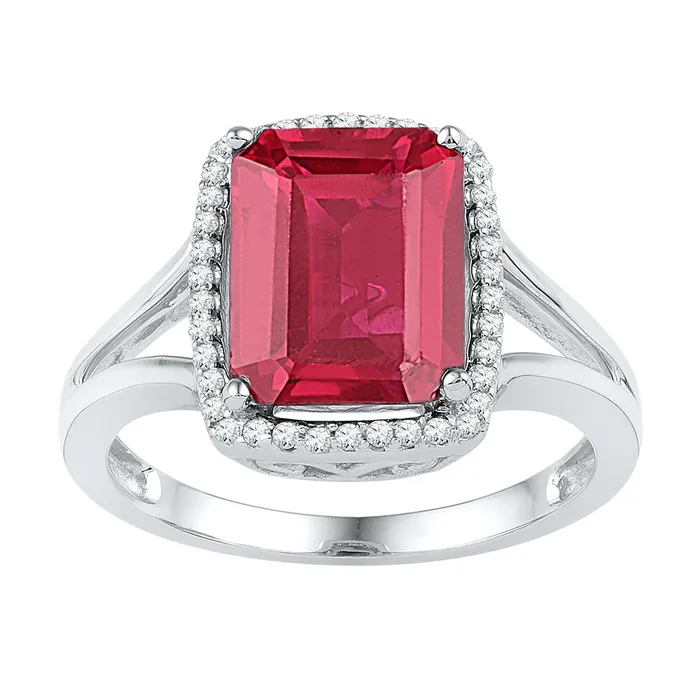 mayamila Rings 10kt White Gold Womens Emerald LabCreated Ruby Solitaire Diamond Ring 458 Cttw mayamila Rings 10kt White Gold Womens Emerald LabCreated Ruby Solitaire Diamond Ring 458 Cttw