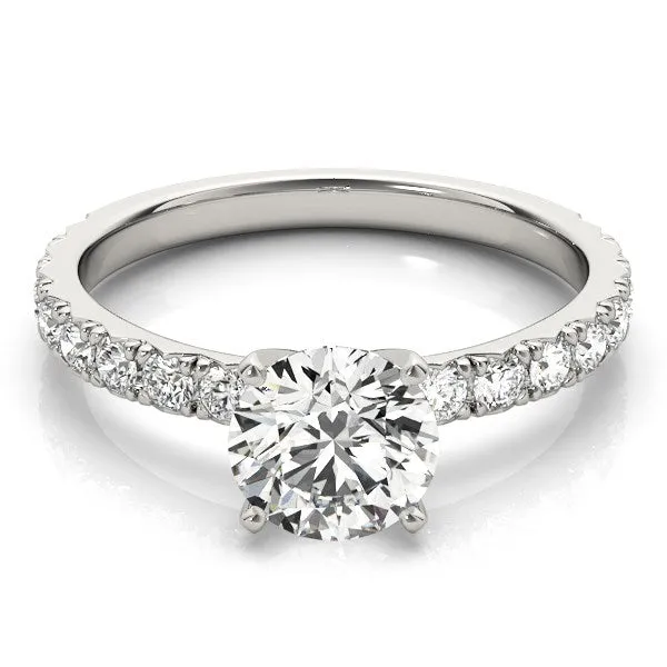mayamila Rings 14K White Gold Single Row Shank Round Diamond Engagement Ring 1 13 ct tw