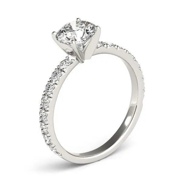 mayamila Rings 14K White Gold Single Row Shank Round Diamond Engagement Ring 1 13 ct tw
