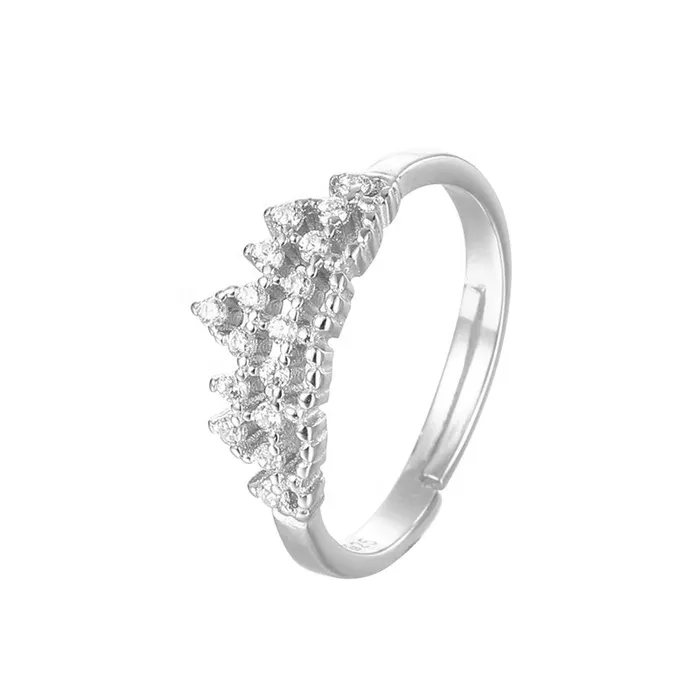 Mystic Flavia Rings Princess Royale Crown Zircon Adjustable Silver Ring Mystic Flavia Rings Princess Royale Crown Zircon Adjustable Silver Ring