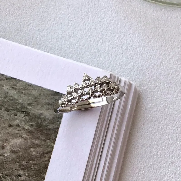 Mystic Flavia Rings Princess Royale Crown Zircon Adjustable Silver Ring