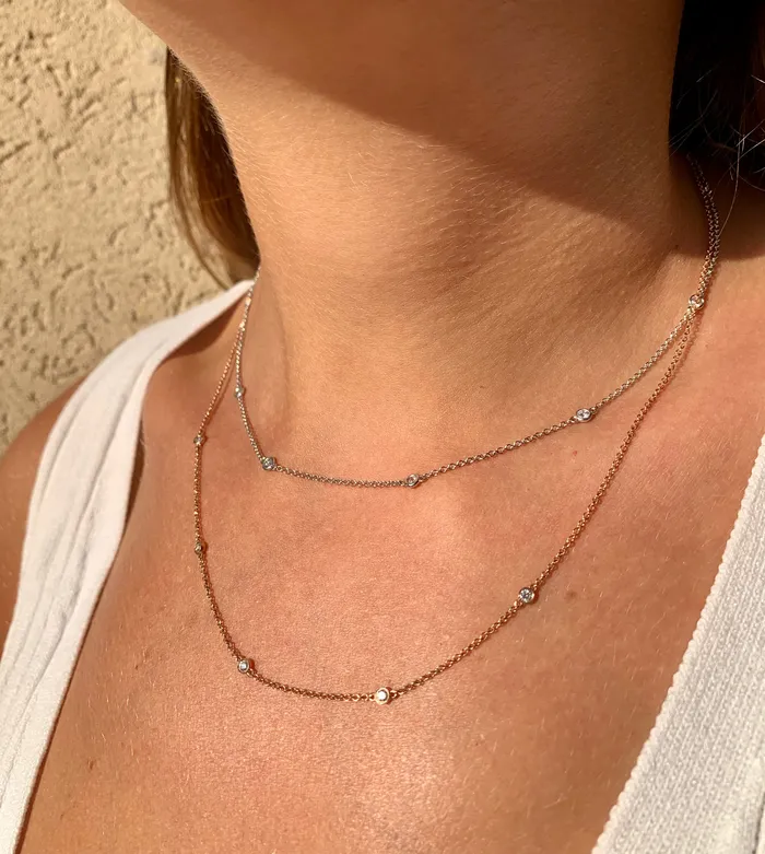 Necklaces 7 Diamond Bezel Station necklace The Private Room Fine Jewelry