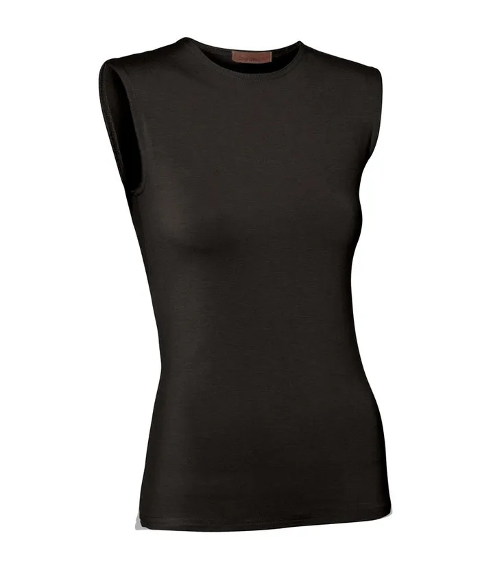 PBJ Ladies Modal Sleeveless Shell Black Pea Bee Jae Rings