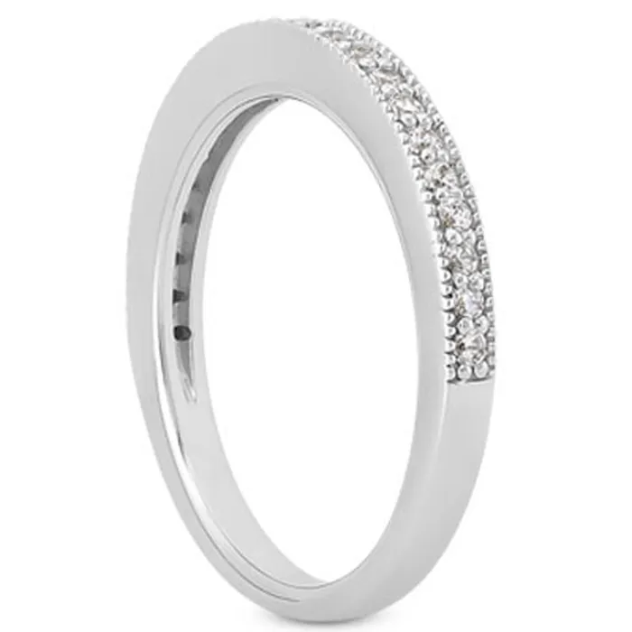 Rings 14k White Gold Pave Diamond Milgrain Wedding Ring Band Set 12 Around MayaMila