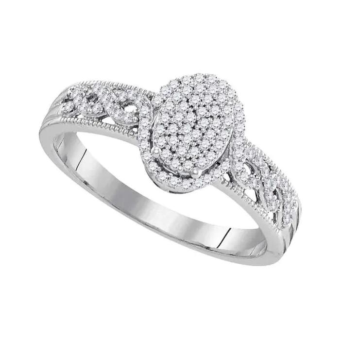 Rings mayamila 10kt White Gold Womens Round Diamond Oval Cluster Milgrain Twist Bridal Ring 14 Cttw Rings mayamila 10kt White Gold Womens Round Diamond Oval Cluster Milgrain Twist Bridal Ring 14 Cttw