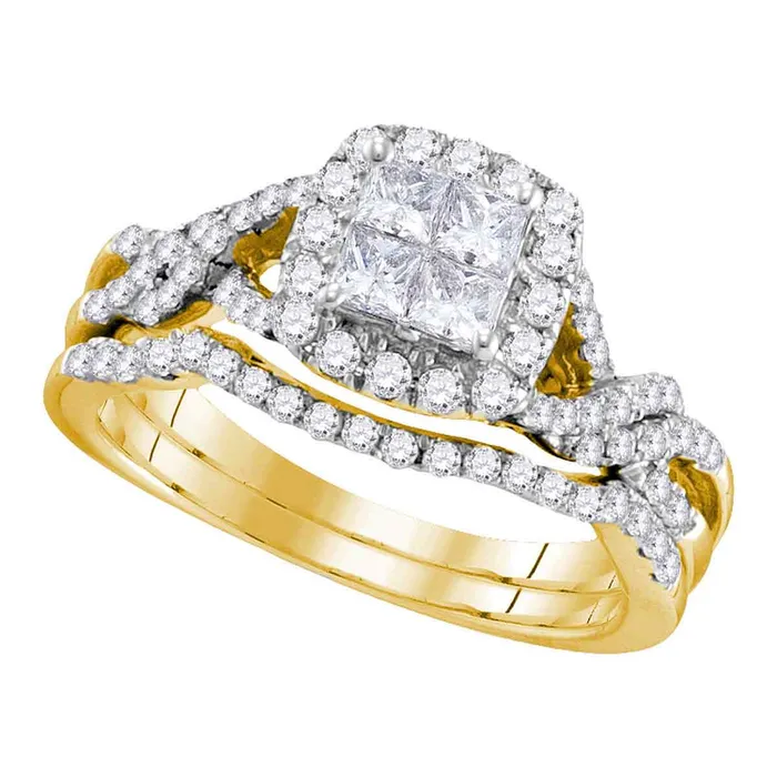 Rings mayamila 14kt Yellow Gold Womens Princess Diamond Twist Bridal Wedding Engagement Ring Band Set 100 Cttw Rings mayamila 14kt Yellow Gold Womens Princess Diamond Twist Bridal Wedding Engagement Ring Band Set 100 Cttw