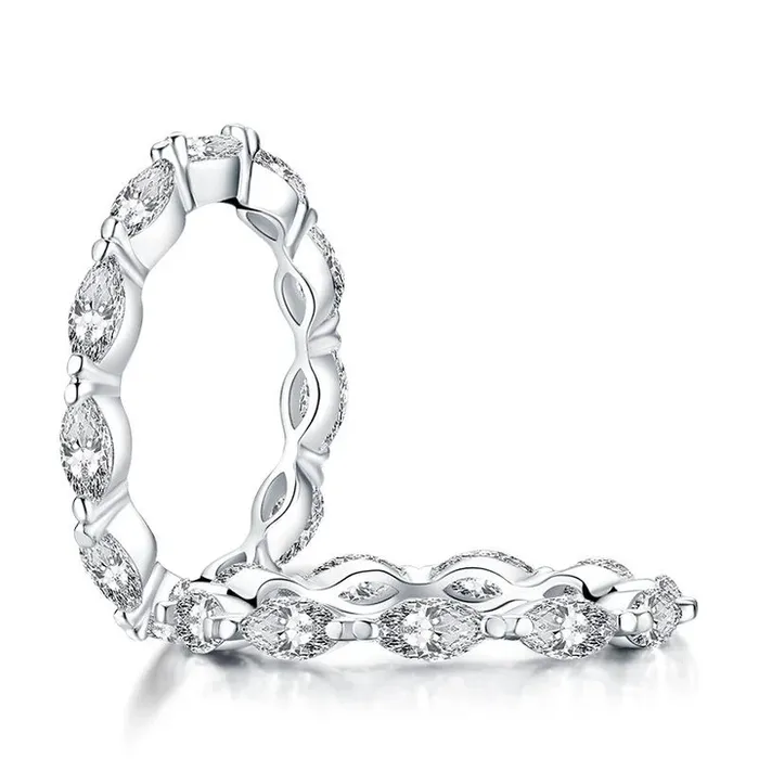 Rings Shineofidamond Classic Marquise Cut Eternity Wedding Band