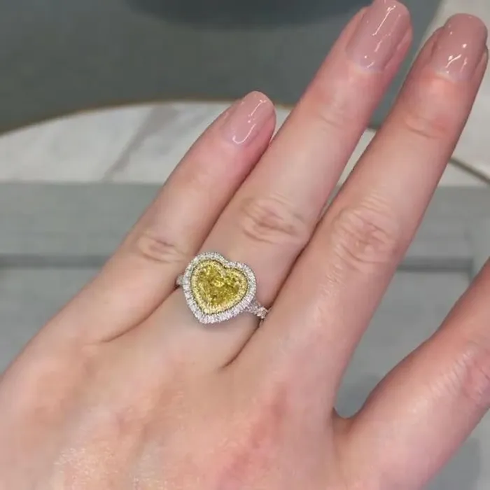 Rings Vintage Double Halo Heart Cut Sterling Silver Engagement Ring Shineofdiamond Rings Vintage Double Halo Heart Cut Sterling Silver Engagement Ring Shineofdiamond
