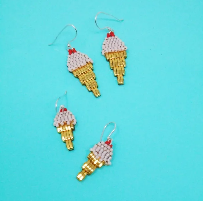 Strawberry Ice cream Earrings Wild Mint Earrings