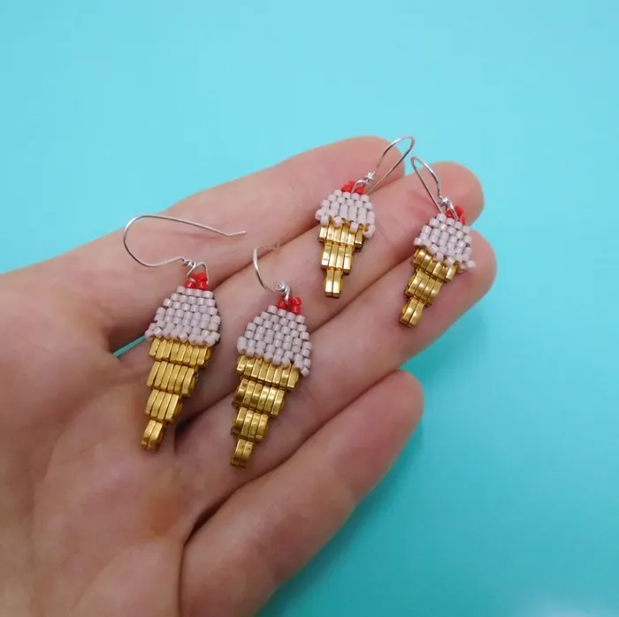 Strawberry Ice cream Earrings Wild Mint Earrings