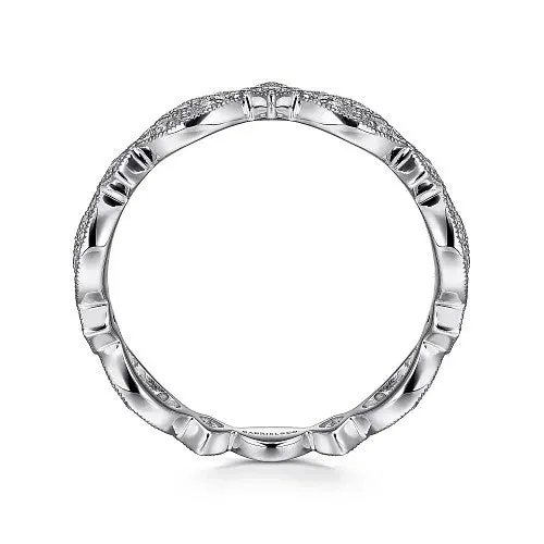 14K White Gold Marquise Station Pave Diamond Stackable Ring GABRIEL CO Rings 14K White Gold Marquise Station Pave Diamond Stackable Ring GABRIEL CO Rings