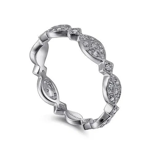 14K White Gold Marquise Station Pave Diamond Stackable Ring GABRIEL CO Rings 14K White Gold Marquise Station Pave Diamond Stackable Ring GABRIEL CO Rings
