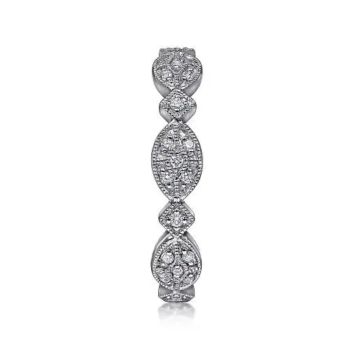 14K White Gold Marquise Station Pave Diamond Stackable Ring GABRIEL CO Rings 14K White Gold Marquise Station Pave Diamond Stackable Ring GABRIEL CO Rings