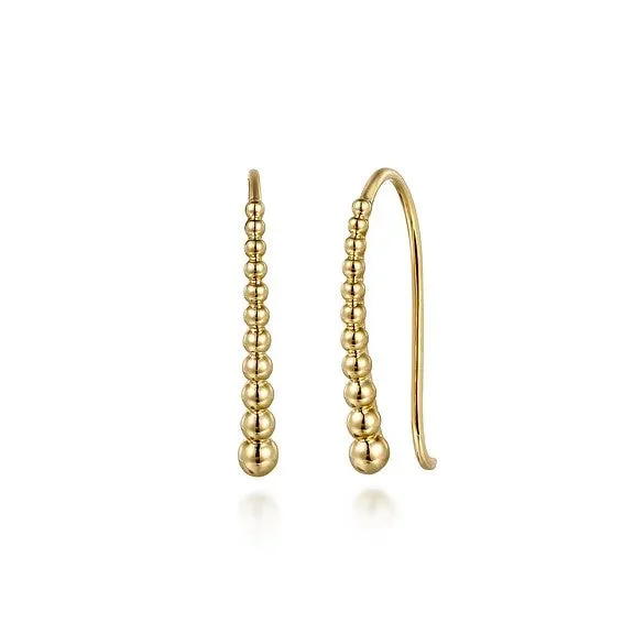 14K Yellow Plain Gold Graduating Bujukan Ball Drop Frenchwire Earrings GABRIEL CO Earrings 14K Yellow Plain Gold Graduating Bujukan Ball Drop Frenchwire Earrings GABRIEL CO Earrings